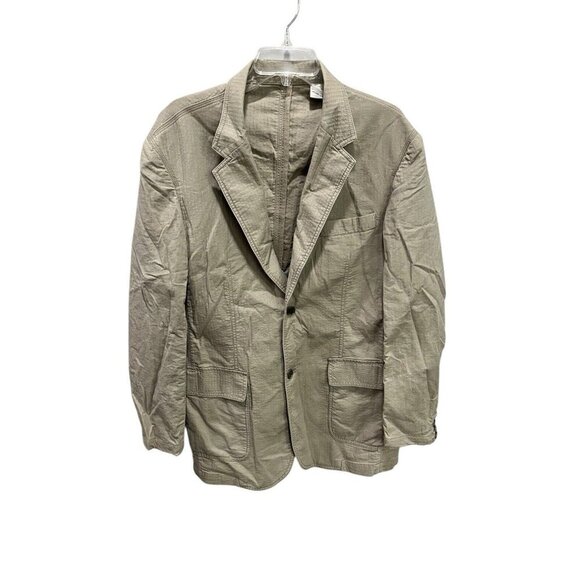 Men's XL Tan Blazer Jacket Modern Slim Fit 100% Cotton Jacket 3 Pockets - Picture 1 of 3